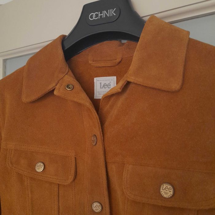 LEE zamszowa skórzana kurtka pilotka boho camel