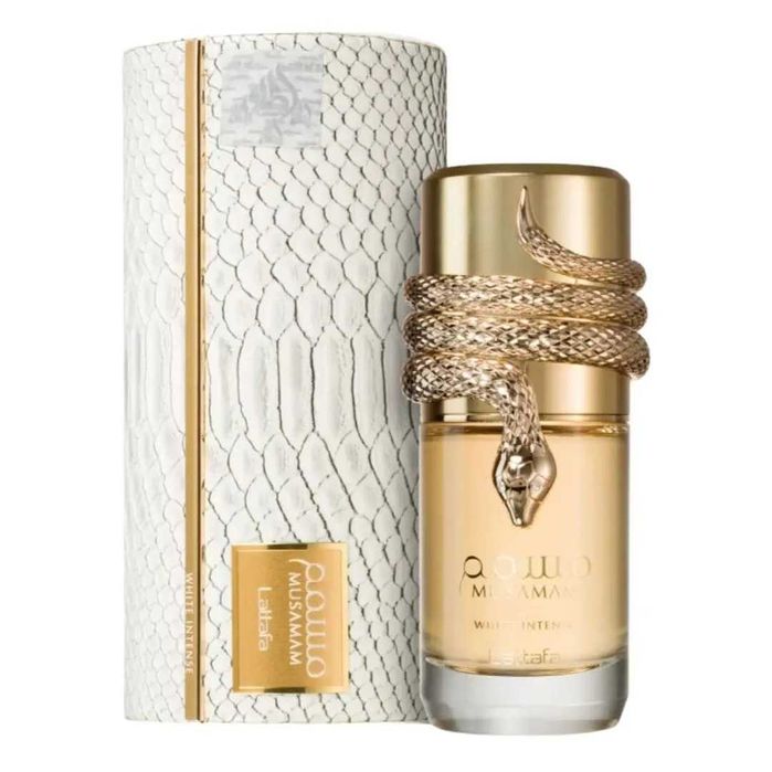 Lattafa Musamam White Intense EDP 100ml | Sândalo e Coco | Estojo Cobra