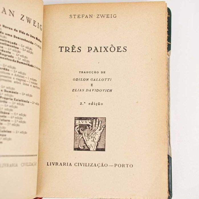 Livro "Três Paixões" - Stefan Zweig