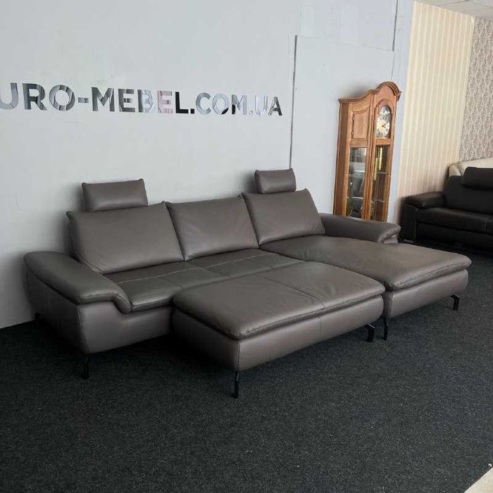 Шкіряний диван кутовий диван з пуфом