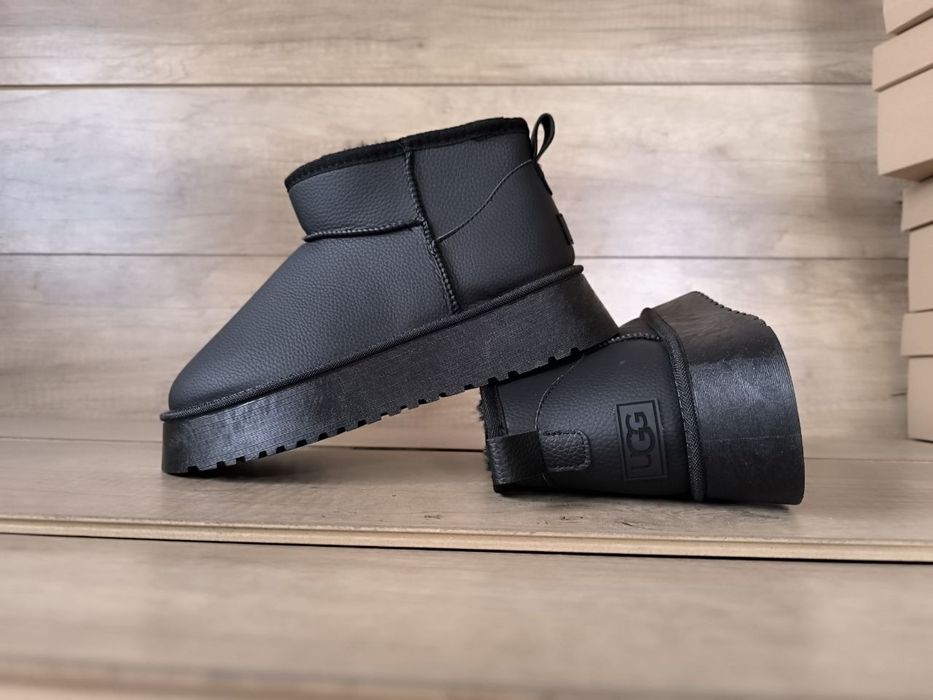 36-41 р короткі угги на платформі шкіряні женские ботинки кожаные ugg