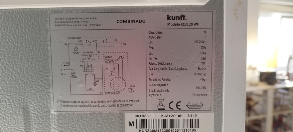 Frigorífico usado Kunft KC3120 WH (excelente estado)