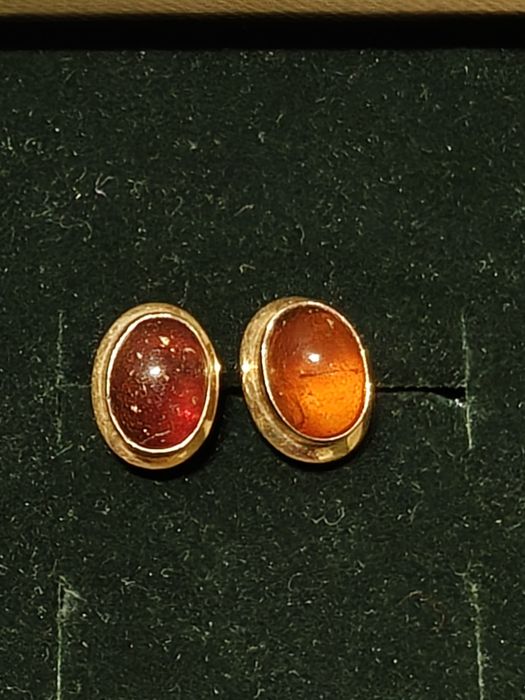 para starych złotych kolczyków z bursztynem pr585/14k