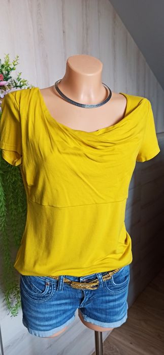 Sg Musztardowa bluzka damska 36 , S viscoza basic woda