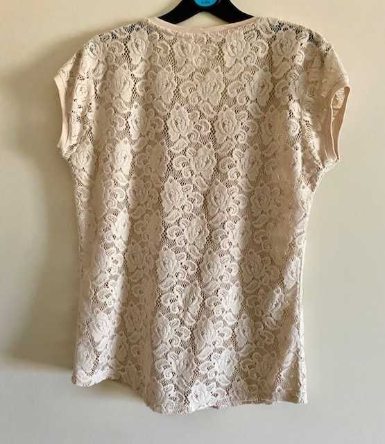 Blusa Zara rendada, sem manga, Interessante !
