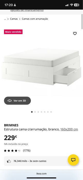Cama casal Brimnes Ikea + Colchão (Negociavel)