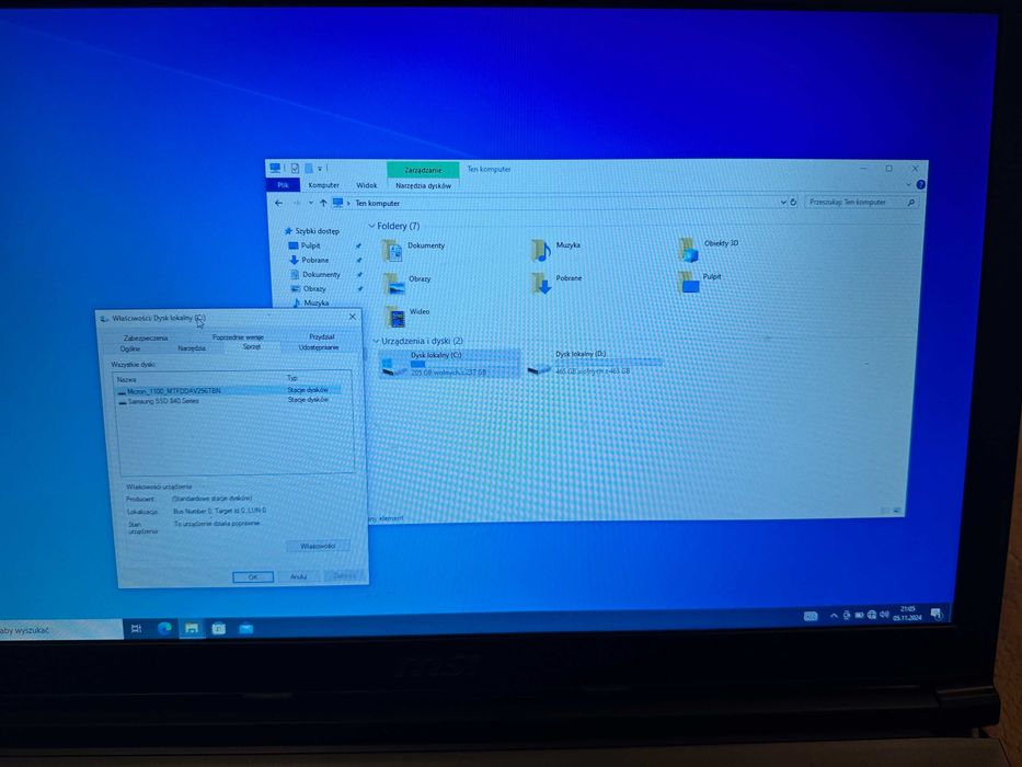 Laptop MSI GV72 7RD gamingowy i5 26bg RAM dwa dyski SSD GTX1050