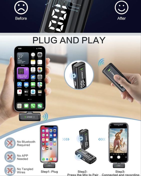 Nowy Bezprzewodowy mikrofon do smartfonu USB typu C