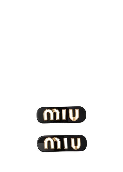 Шпильки Miu Miu Logo Lettering Hair Clips Black