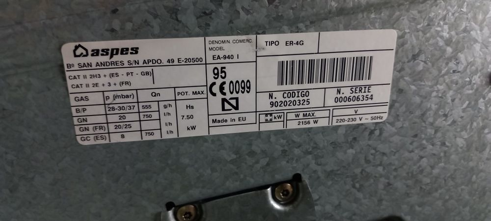 Forno e placa usados Aspes