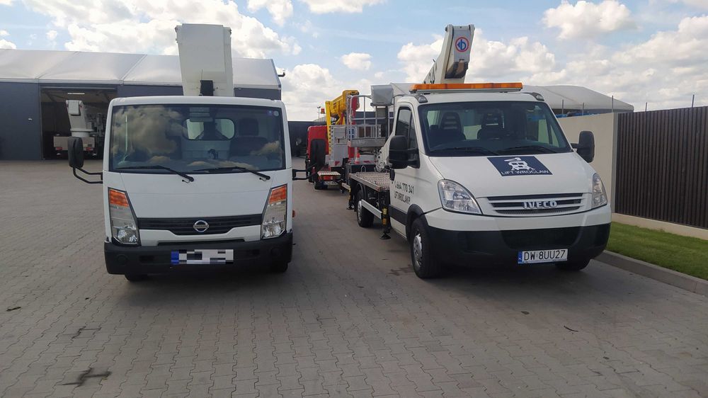 Podnośnik koszowy Wrocław wynajem z operatorem zwyżka 27m do 3,5t