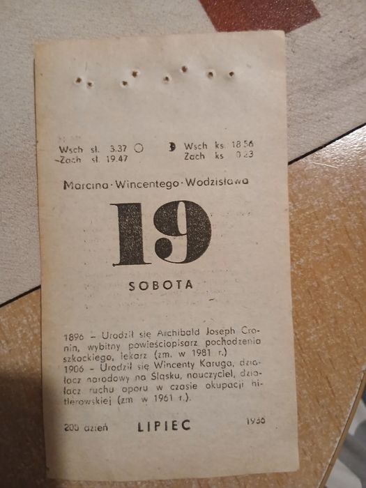 Kartka z kalendarza 1986 dla Pani Ani
