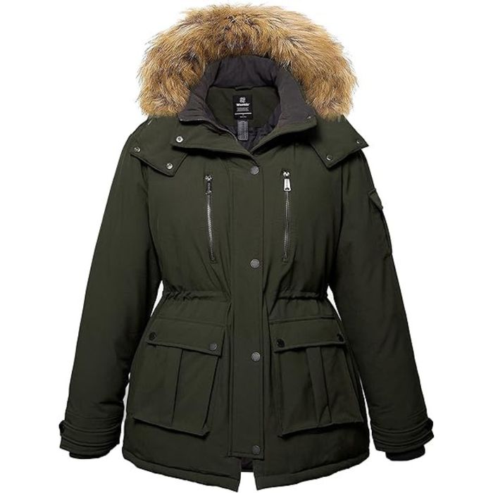 Damska Kurtka Zimowa Plus Size 4XL Wodoodporna Ciepła Parka
