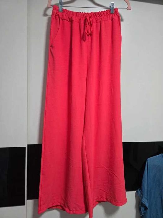 Spodnie szwedy dzwony xl/xxl kolor malinka xl szerokie na gumce