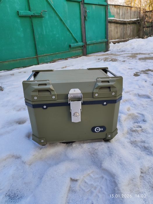 Кофр прямокутний YBX для мотоцикла, пластиковий, зелений, 45 літрів