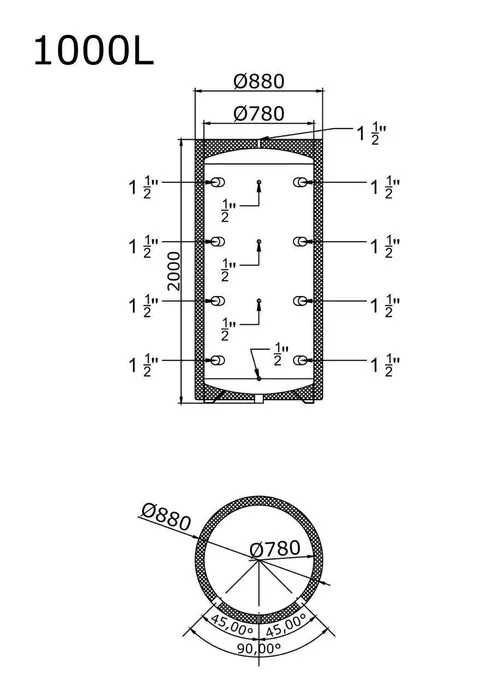Акумуляційна ємність 1000л без утеплення