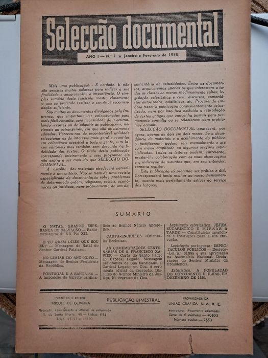 Selecção Documental-Anos 50-Estado Novo-Lt 10 Fascículos