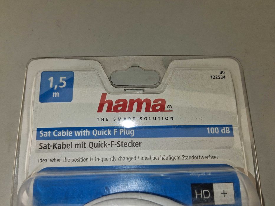 N076 Hama Sat Cable Quick F Plug 1,5m 100 dB Kabel Satelitarny HD+