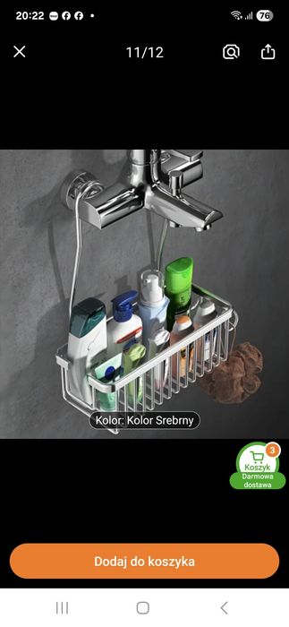 Półka metalowa pod prysznic