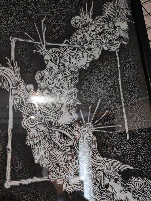 Obraz "POZA RAMĄ" 40x30 Abstrakcja Surrealizm  Polska grafika w ramie
