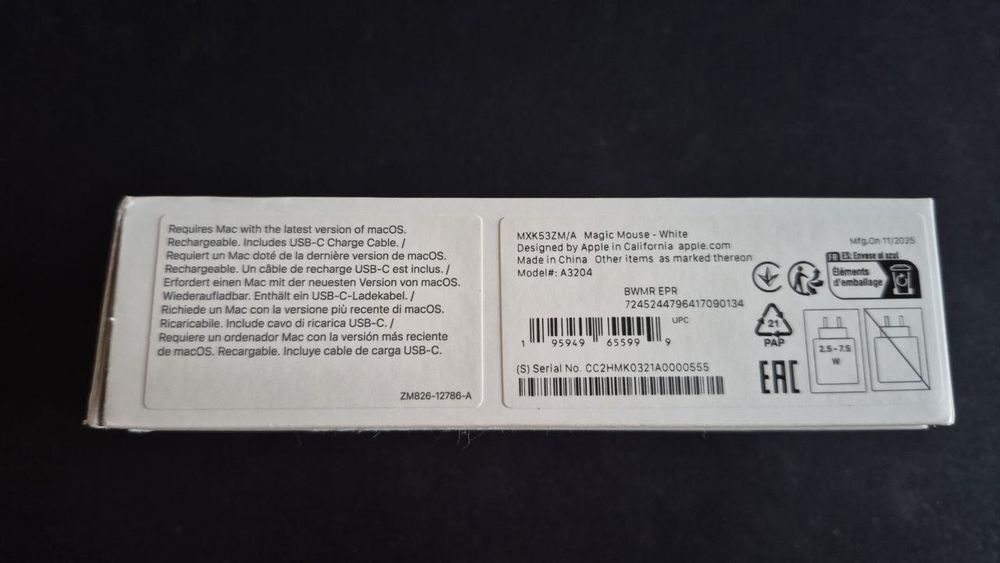 Продам мишку Apple Magic Mouse Multi-Touch Surface Bluetooth White (MXK53ZM/A)