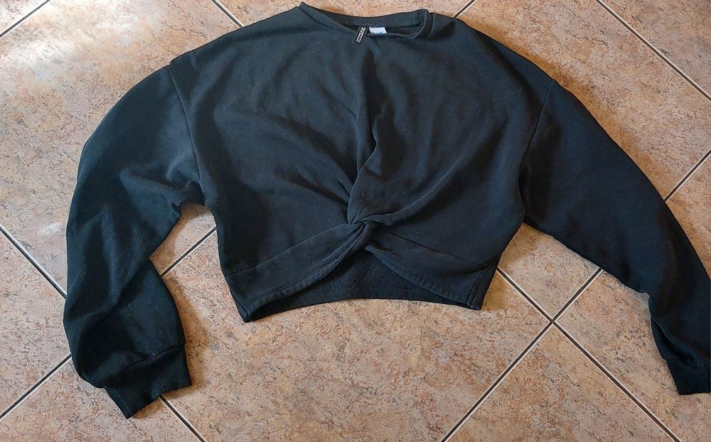 Bluzka H&M czarna węzeł r. S 36