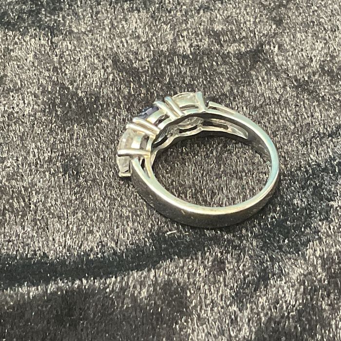 Anel prata 925 pedras azul tam,15,5 m