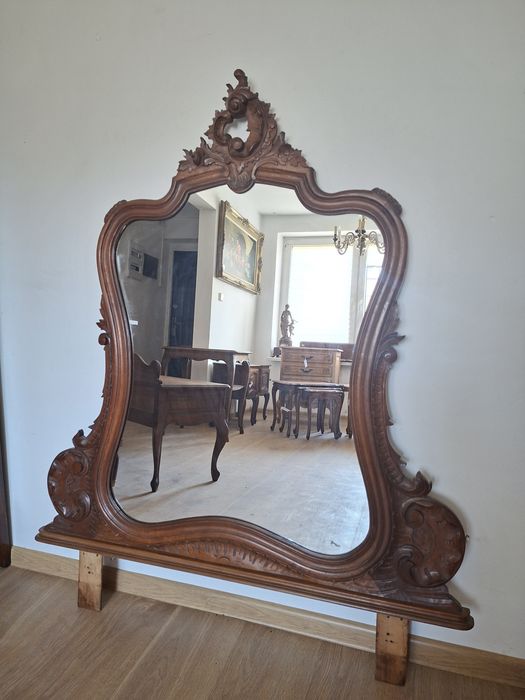 Rzeźbione lustro ludwikowskie rocaille Francja