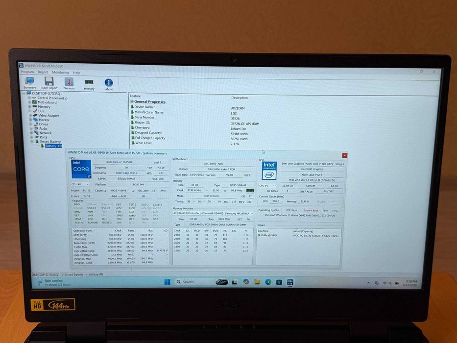 Acer Nitro 5 15.6 i7 12650H rtx 4050
