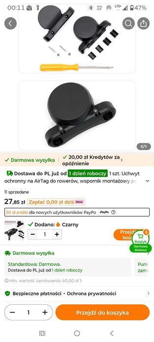 Uchwyt schowek na AIRTAG pod siodełko rowerowe
