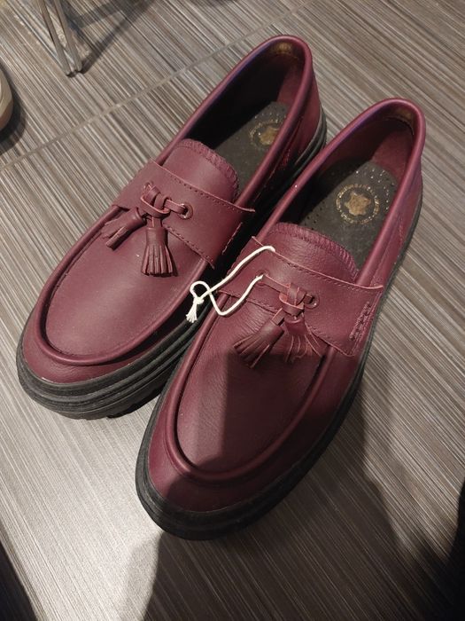 Bordowe półbuty skórzane converse