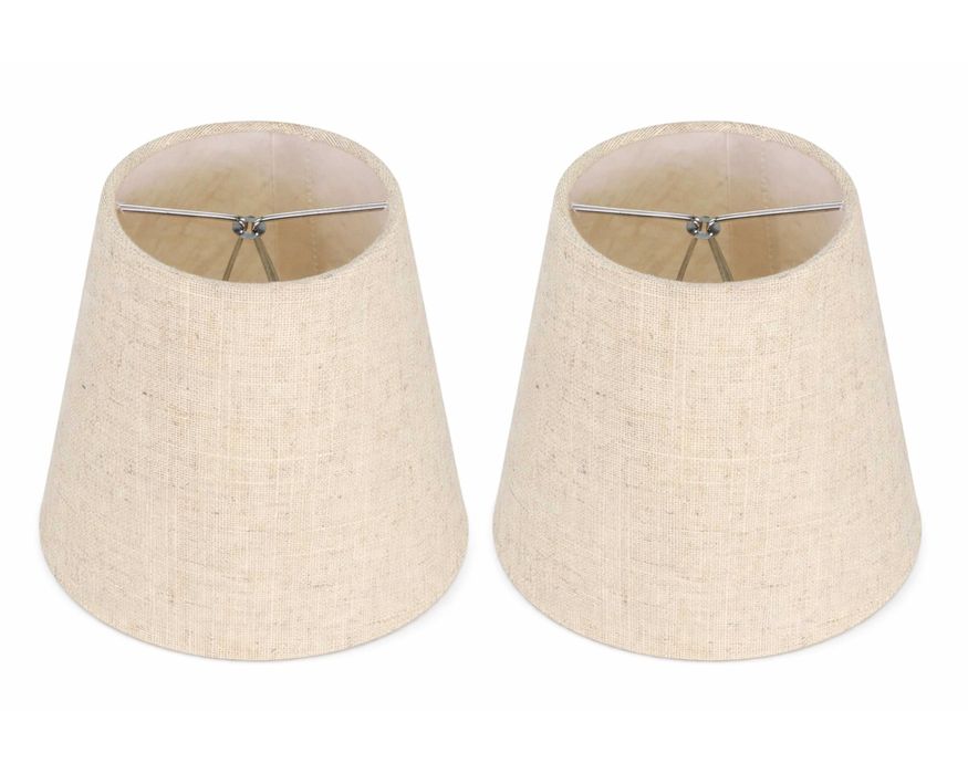 2 sztuki Klosz lniany do lampy 14x13 cm na klips E14 beżowy
