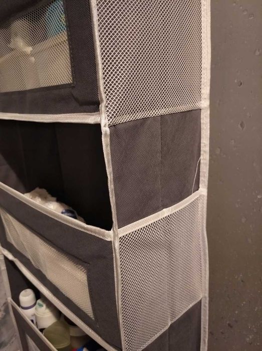 Organizer wiszący na drzwi 145×40 cm szary mocny