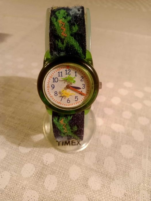 Timex Dziecięcy zegarek z rozciągliwym paskiem z tkaniny gekon
