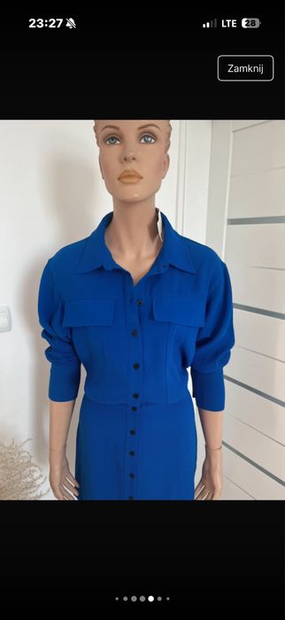 Kobaltowa Reserved śliczna koszulowa sukienka szmizjerka 42 XL