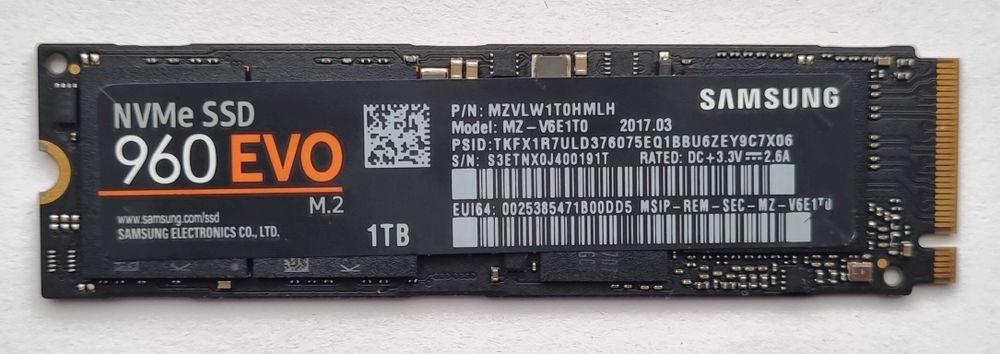 SSD диск 1Tb Samsung 960EVO Nvme PCIe Gen3x4 M.2 2280