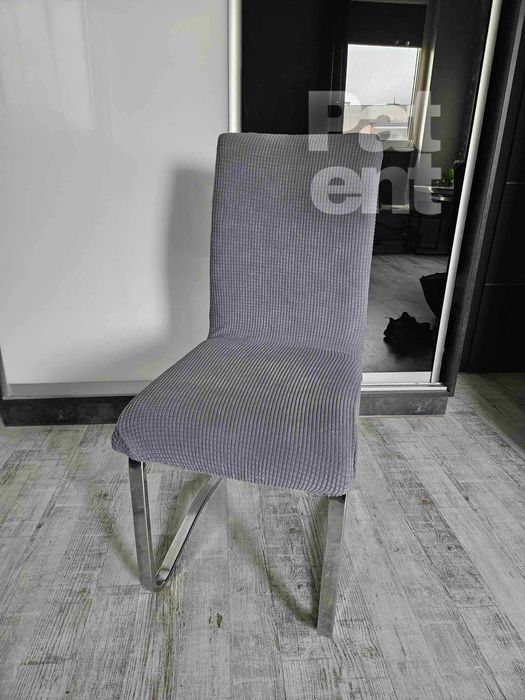 Pokrowce na krzesła szare żakardowe kratka 4 szt siwe