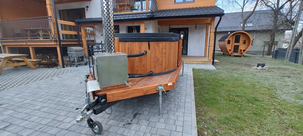 Mobilna balia jacuzzi mobilne na przyczepie ,  Sauna na wynajem