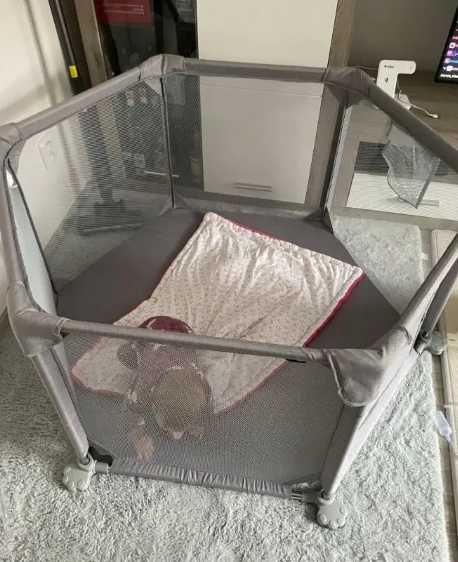 Манеж дитячий сірий круглий