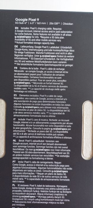 Pixel 9 256 GB obsidian