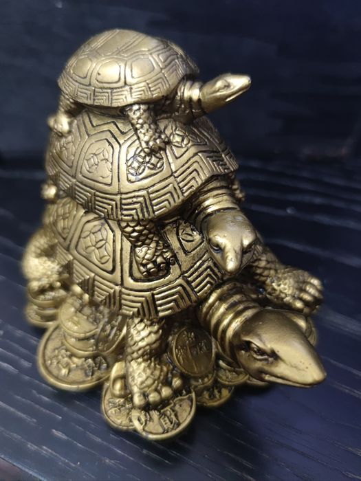 Escultura Feng Shui – 3 Tartarugas da Prosperidade | Excelente estado