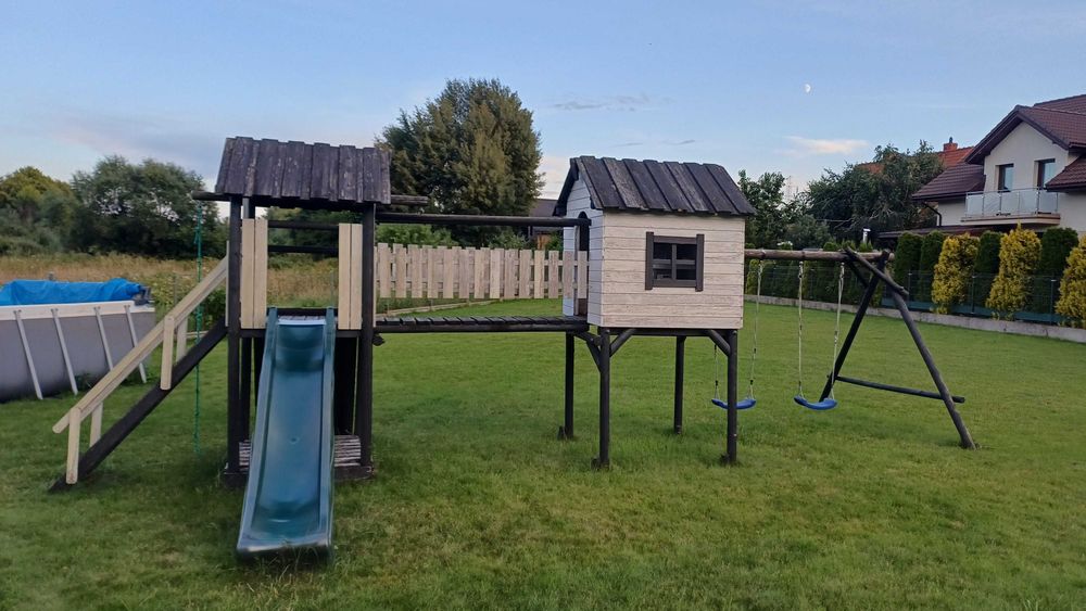 Drewniany plac zabaw - duży zestaw