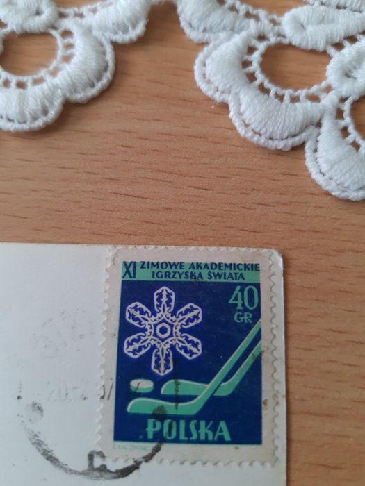 Znaczek na kartce pocz z 1957 roku Gizycko 1957
