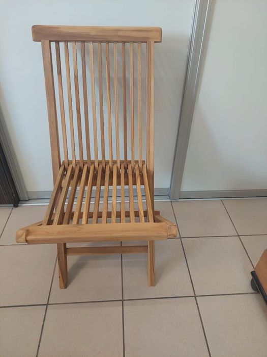Krzesło drewniane teak, biurowo tarasowe - nowe meble biurowe