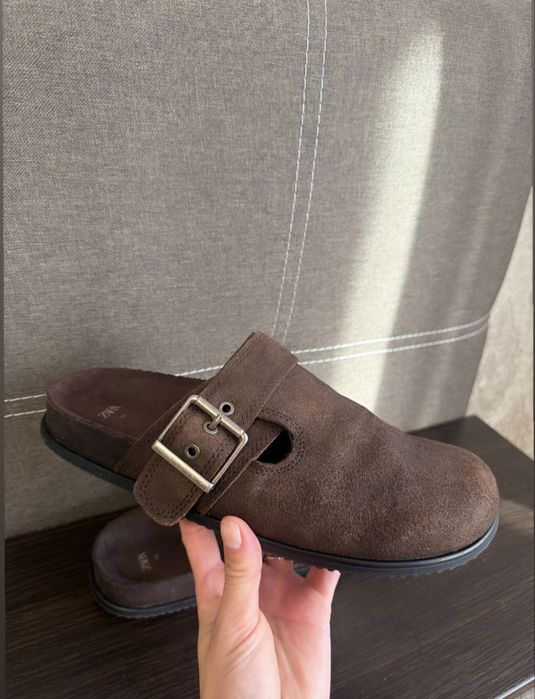 Клоги Zara сабо 39 натуральна замша