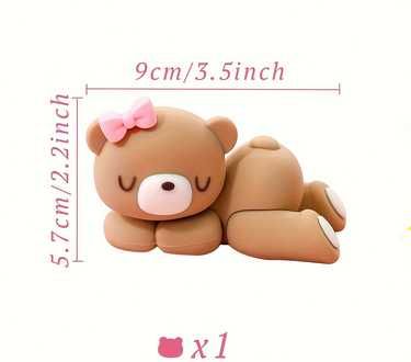 Miś śpiący - ozdoba na tort urodzinowy, topper, figurka - dziewczynka