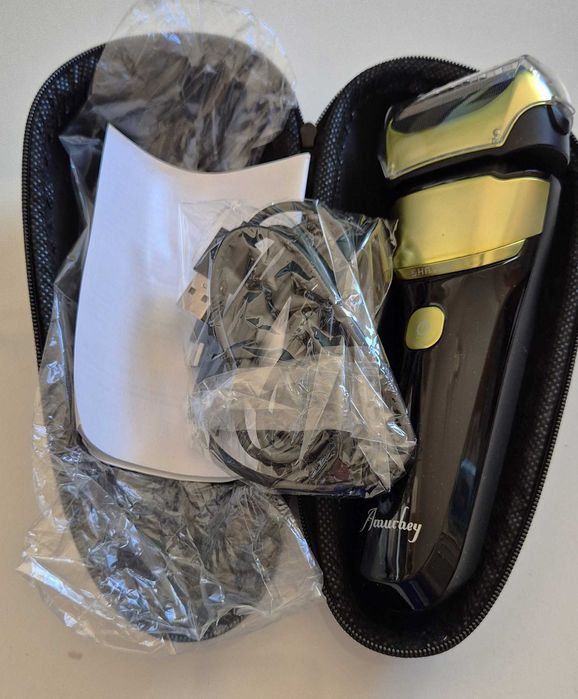 Amurhey elektryczna golarka męska z 3 ostrzami i trymer w etui