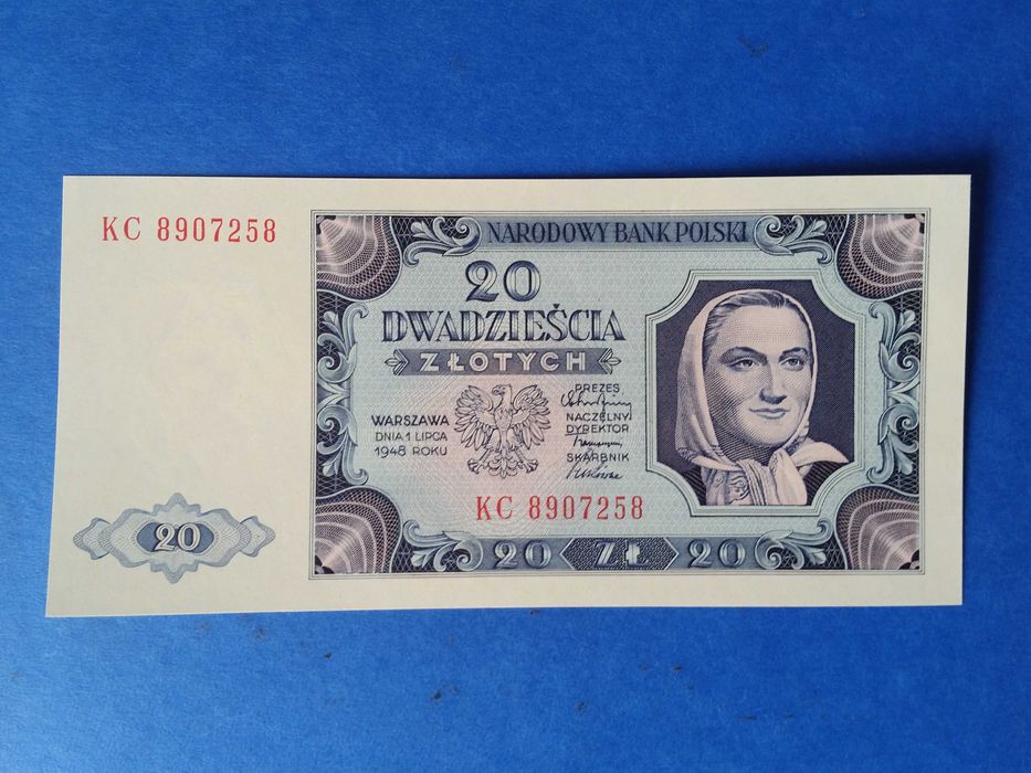 20 zł 1948 Ser KC UNC Piękny