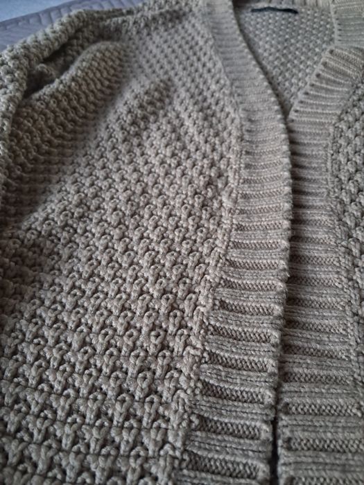 Ciepły i gruby kardigan beżowy House gruby splot