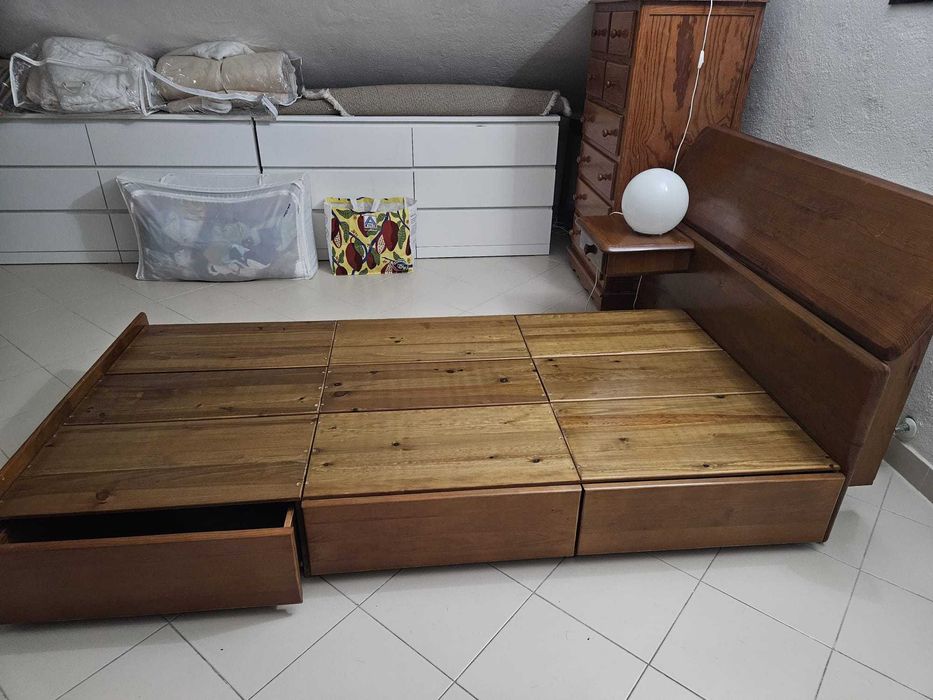 Camas de solteiro madeira maciça com arrumação64284147236865124
